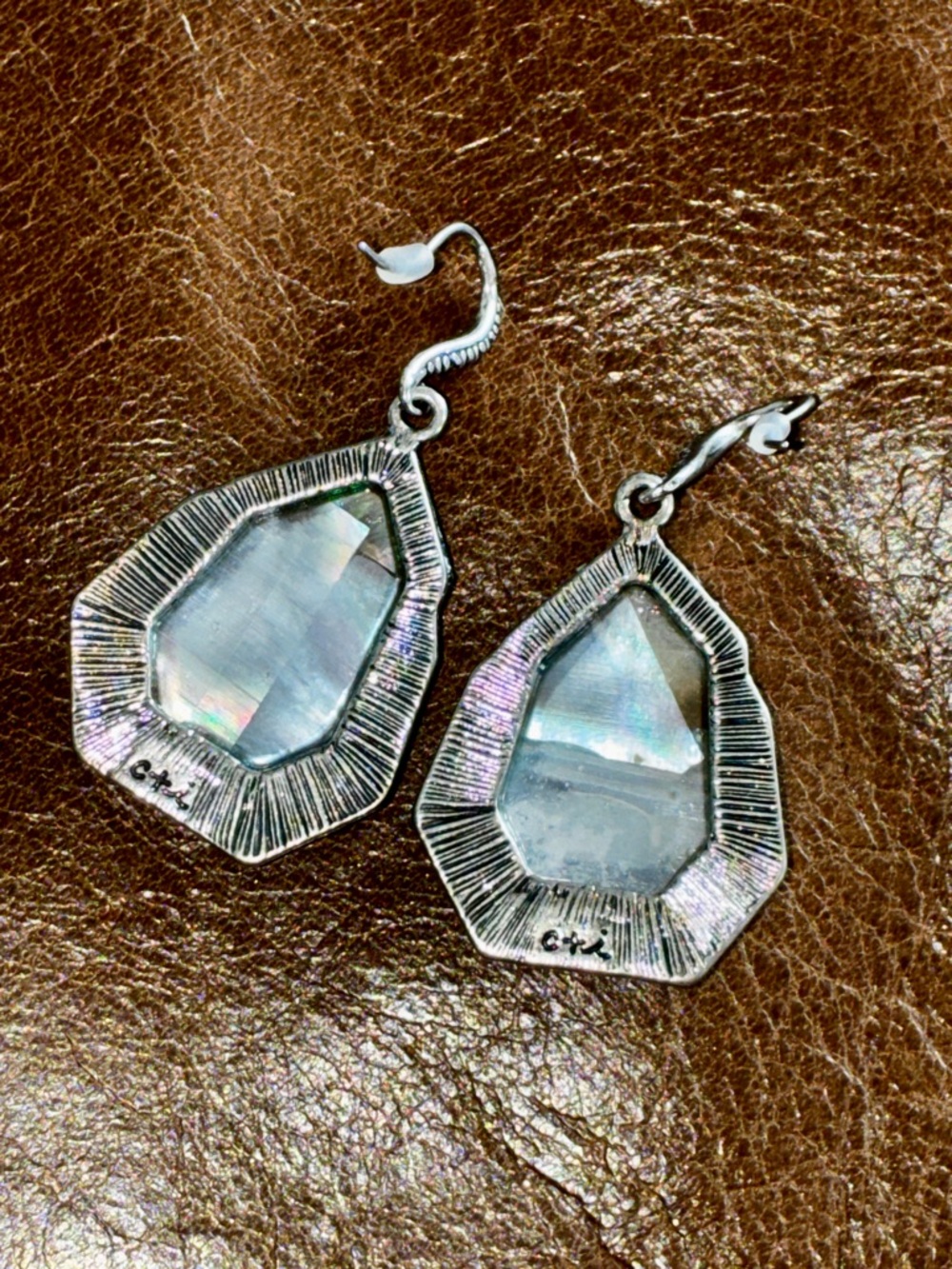 Chloe + Isabel Green Statement Drop Earrings Crystal Accents NWT - Picture 2 of 7